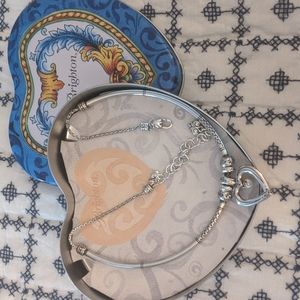 Brighton Essex Heart Pearl Silver Choker Necklace with Box